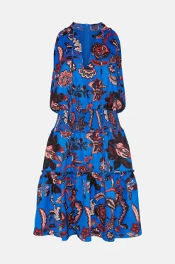 Best deal 🥰 Karen Millen Floral Shirred Detail Woven Mini 👗 Dress 👏 -PARTY DRESSES Sales Store bkk05314 electric20blue xl 3