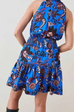 Best deal 🥰 Karen Millen Floral Shirred Detail Woven Mini 👗 Dress 👏 -PARTY DRESSES Sales Store bkk05314 electric20blue xl 5