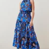 Cheapest 🥰 Karen Millen Floral Shirred Detail Woven Maxi 👗 Dress 🛒 -PARTY DRESSES Sales Store bkk05317 electric20blue xl