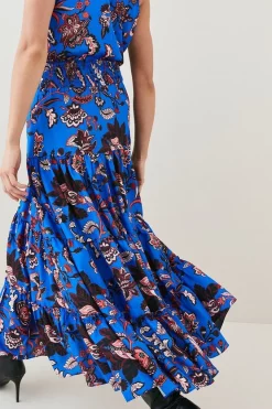 Cheapest 🥰 Karen Millen Floral Shirred Detail Woven Maxi 👗 Dress 🛒 -PARTY DRESSES Sales Store bkk05317 electric20blue xl 2