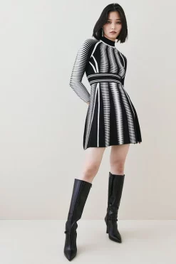 Outlet 😍 Karen Millen Space Dye Jacquard Knit Mini 👗 Dress 💯