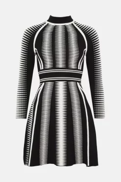Outlet 😍 Karen Millen Space Dye Jacquard Knit Mini 👗 Dress 💯 -PARTY DRESSES Sales Store bkk05365 mono xl 3