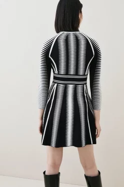 Outlet 😍 Karen Millen Space Dye Jacquard Knit Mini 👗 Dress 💯 -PARTY DRESSES Sales Store bkk05365 mono xl 4