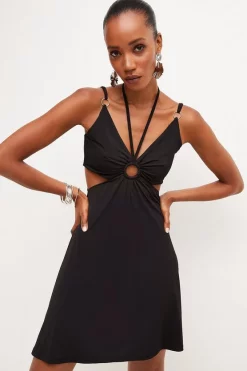Best deal ❤️ Karen Millen Strap Detail Jersey Crepe Flippy Mini 👗 Dress ✔️
