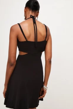 Best deal ❤️ Karen Millen Strap Detail Jersey Crepe Flippy Mini 👗 Dress ✔️ -PARTY DRESSES Sales Store bkk05382 black xl 2