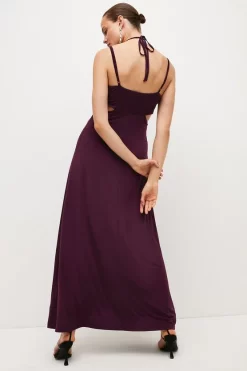 Cheap 🎉 Karen Millen Strap Detail Jersey Crepe Maxi 👗 Dress ⭐ -PARTY DRESSES Sales Store bkk05385 burgundy xl 2
