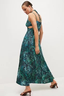 New 😍 Karen Millen Snake Print Strappy Jersey Crepe Maxi 👗 Dress ❤️ -PARTY DRESSES Sales Store bkk05386 snake xl 2