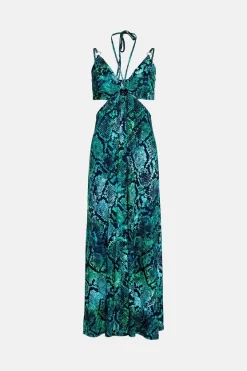New 😍 Karen Millen Snake Print Strappy Jersey Crepe Maxi 👗 Dress ❤️ -PARTY DRESSES Sales Store bkk05386 snake xl 3