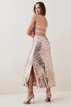 Budget β¨ Karen Millen Liquid Sequin Woven Halter π Dress β€οΈ 11 Budget β¨ Karen Millen Liquid Sequin Woven Halter π Dress β€οΈ -PARTY DRESSES Sales Store bkk05399 rose20gold xl 2