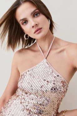 Budget β¨ Karen Millen Liquid Sequin Woven Halter π Dress β€οΈ 13 Budget β¨ Karen Millen Liquid Sequin Woven Halter π Dress β€οΈ -PARTY DRESSES Sales Store bkk05399 rose20gold xl 4