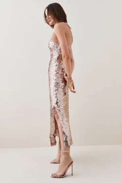 Budget β¨ Karen Millen Liquid Sequin Woven Halter π Dress β€οΈ 14 Budget β¨ Karen Millen Liquid Sequin Woven Halter π Dress β€οΈ -PARTY DRESSES Sales Store bkk05399 rose20gold xl 5