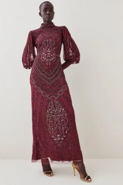 Top 10 ❤️ Karen Millen Embellished Balloon Sleeve Maxi 👗 Dress 🛒