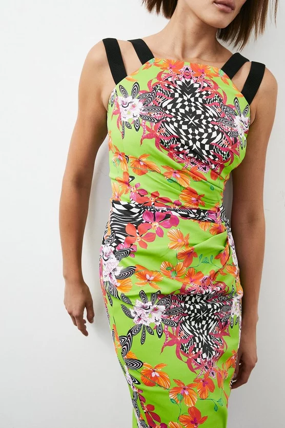 Budget π₯ Karen Millen Italian Stretch Optical Floral Midi π Dress π 4 Budget π₯ Karen Millen Italian Stretch Optical Floral Midi π Dress π - Image 2