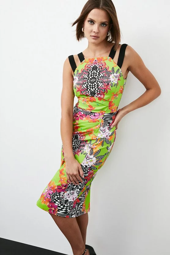 Budget π₯ Karen Millen Italian Stretch Optical Floral Midi π Dress π 5 Budget π₯ Karen Millen Italian Stretch Optical Floral Midi π Dress π - Image 3
