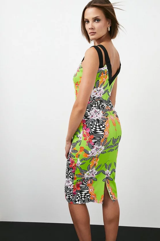 Budget π₯ Karen Millen Italian Stretch Optical Floral Midi π Dress π 7 Budget π₯ Karen Millen Italian Stretch Optical Floral Midi π Dress π - Image 5