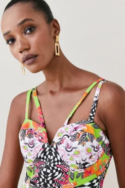 Best Pirce 🎁 Karen Millen Italian Signature Stretch Optical Floral Mini 👗 Dress 👏 -PARTY DRESSES Sales Store bkk05476 green xl 4