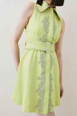 Promo βοΈ Karen Millen Ponte Belted Stud Skater Mini π Dress π€© 10 Promo βοΈ Karen Millen Ponte Belted Stud Skater Mini π Dress π€© -PARTY DRESSES Sales Store bkk05543 lime xl 2