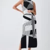 Deals 💯 Karen Millen Mono Jacquard Knit Belted Midi 👗 Dress 😍 -PARTY DRESSES Sales Store bkk05560 mono xl