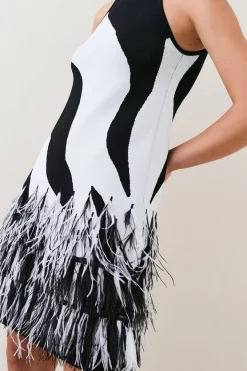 Best Pirce π Karen Millen Feather Hem Mono Print Knit Mini π Dress π€© 10 Best Pirce π Karen Millen Feather Hem Mono Print Knit Mini π Dress π€© -PARTY DRESSES Sales Store bkk05563 mono xl 2