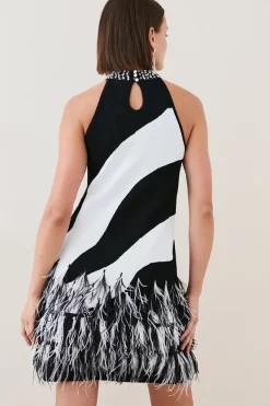 Best Pirce π Karen Millen Feather Hem Mono Print Knit Mini π Dress π€© 13 Best Pirce π Karen Millen Feather Hem Mono Print Knit Mini π Dress π€© -PARTY DRESSES Sales Store bkk05563 mono xl 5