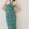 Brand new 🥰 Karen Millen Linton Tweed Halter Bodice Midi 👗 Dress 😍 -PARTY DRESSES Sales Store bkk05572 green xl