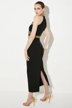 Best Sale ⌛ Karen Millen Military Embellished High Neck Maxi 👗 Dress ✔️ -PARTY DRESSES Sales Store bkk05584 black xl 4