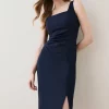 Budget 🧨 Karen Millen Structured Crepe Strap Midi Tailored 👗 Dress 😍 -PARTY DRESSES Sales Store bkk05596 navy xl