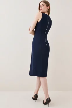 Budget 🧨 Karen Millen Structured Crepe Strap Midi Tailored 👗 Dress 😍 -PARTY DRESSES Sales Store bkk05596 navy xl 2