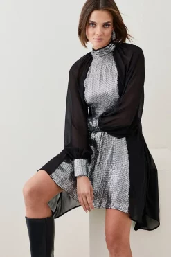 Hot Sale π Karen Millen Sequin Panelled Georgette Woven Mini π Dress β¨ 10 Hot Sale π Karen Millen Sequin Panelled Georgette Woven Mini π Dress β¨ -PARTY DRESSES Sales Store bkk05608 black xl 2