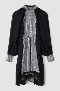 Hot Sale π Karen Millen Sequin Panelled Georgette Woven Mini π Dress β¨ 11 Hot Sale π Karen Millen Sequin Panelled Georgette Woven Mini π Dress β¨ -PARTY DRESSES Sales Store bkk05608 black xl 3