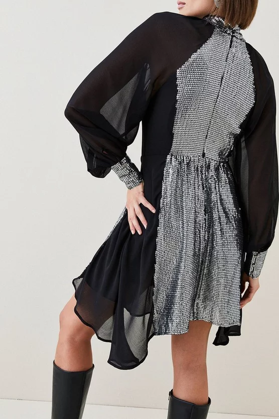 Hot Sale π Karen Millen Sequin Panelled Georgette Woven Mini π Dress β¨ 7 Hot Sale π Karen Millen Sequin Panelled Georgette Woven Mini π Dress β¨ - Image 5