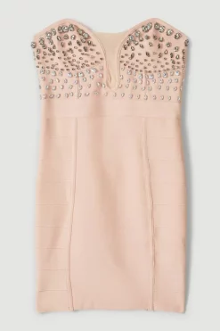 Deals 🧨 Karen Millen Corset Bandage Embellished Mini 👗 Dress 👍 -PARTY DRESSES Sales Store bkk05679 blush xl 3