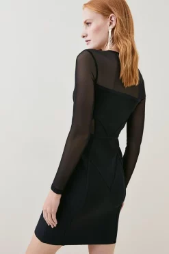 Cheap ⌛ Karen Millen Corset Bandage Mesh Detail Mini 👗 Dress 🛒 -PARTY DRESSES Sales Store bkk05680 black xl 4