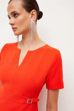 Best reviews of 😍 Karen Millen Tailored Military Pleat Short Sleeve Mini 👗 Dress 😀 -PARTY DRESSES Sales Store bkk05711 coral xl 2