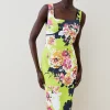 Best Pirce ⭐ Karen Millen Italian Signature Stretch Graphic Bloom Midi 👗 Dress 🎉 -PARTY DRESSES Sales Store bkk05741 lime xl
