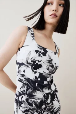 Hot Sale 😀 Karen Millen Italian Signature Stretch Mono Silhouette Midi 👗 Dress ✨ -PARTY DRESSES Sales Store bkk05743 mono xl 1