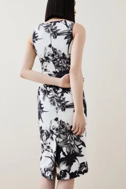 Hot Sale 😀 Karen Millen Italian Signature Stretch Mono Silhouette Midi 👗 Dress ✨ -PARTY DRESSES Sales Store bkk05743 mono xl 2