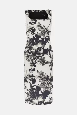 Hot Sale 😀 Karen Millen Italian Signature Stretch Mono Silhouette Midi 👗 Dress ✨ -PARTY DRESSES Sales Store bkk05743 mono xl 3