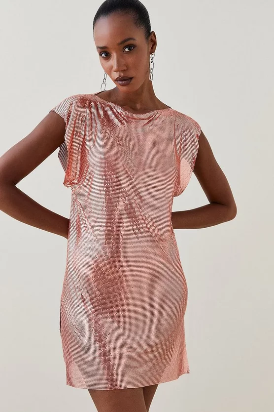 Promo π Karen Millen Slinky Chainmail Ruched Cap Sleeve Mini π Dress π 3 Promo π Karen Millen Slinky Chainmail Ruched Cap Sleeve Mini π Dress π