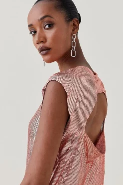 Promo π Karen Millen Slinky Chainmail Ruched Cap Sleeve Mini π Dress π 10 Promo π Karen Millen Slinky Chainmail Ruched Cap Sleeve Mini π Dress π -PARTY DRESSES Sales Store bkk05758 copper xl 2