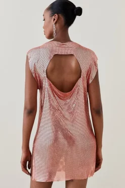 Promo π Karen Millen Slinky Chainmail Ruched Cap Sleeve Mini π Dress π 12 Promo π Karen Millen Slinky Chainmail Ruched Cap Sleeve Mini π Dress π -PARTY DRESSES Sales Store bkk05758 copper xl 4