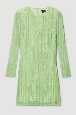 Best reviews of 🥰 Karen Millen Crystal Embellished Fringed Mini 👗 Dress ⌛ -PARTY DRESSES Sales Store bkk05760 green xl 3