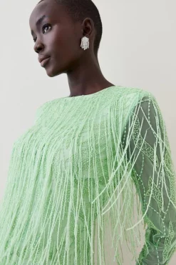 Best reviews of 🥰 Karen Millen Crystal Embellished Fringed Mini 👗 Dress ⌛ -PARTY DRESSES Sales Store bkk05760 green xl 4