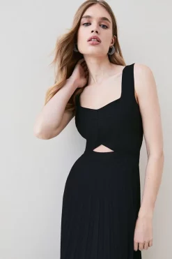 Coupon 👏 Karen Millen Compact Stretch Contrast Midi Pleat 👗 Dress 🌟 -PARTY DRESSES Sales Store bkk05794 black xl 4