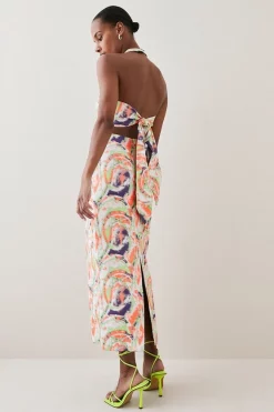Flash Sale 🛒 Karen Millen Abstract Jacquard Halter Column Midi 👗 Dress 👍 -PARTY DRESSES Sales Store bkk05803 multi xl 2