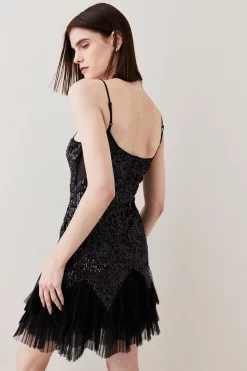 Brand new โจ Karen Millen Sequin And Lace Mini ๐ Dress With Tulle ๐ Skirt ๐ 15 Brand new โจ Karen Millen Sequin And Lace Mini ๐ Dress With Tulle ๐ Skirt ๐ -PARTY DRESSES Sales Store bkk05847 black xl 5