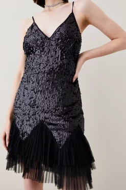 Brand new โจ Karen Millen Sequin And Lace Mini ๐ Dress With Tulle ๐ Skirt ๐ 16 Brand new โจ Karen Millen Sequin And Lace Mini ๐ Dress With Tulle ๐ Skirt ๐ -PARTY DRESSES Sales Store bkk05847 black xl 6