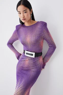 Deals 🥰 Karen Millen Mirrored Knitted Maxi Column 👗 Dress 🔥 -PARTY DRESSES Sales Store bkk05889 purple xl 2