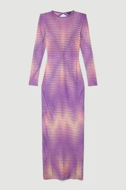 Deals 🥰 Karen Millen Mirrored Knitted Maxi Column 👗 Dress 🔥 -PARTY DRESSES Sales Store bkk05889 purple xl 3