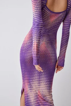 Deals 🥰 Karen Millen Mirrored Knitted Maxi Column 👗 Dress 🔥 -PARTY DRESSES Sales Store bkk05889 purple xl 4